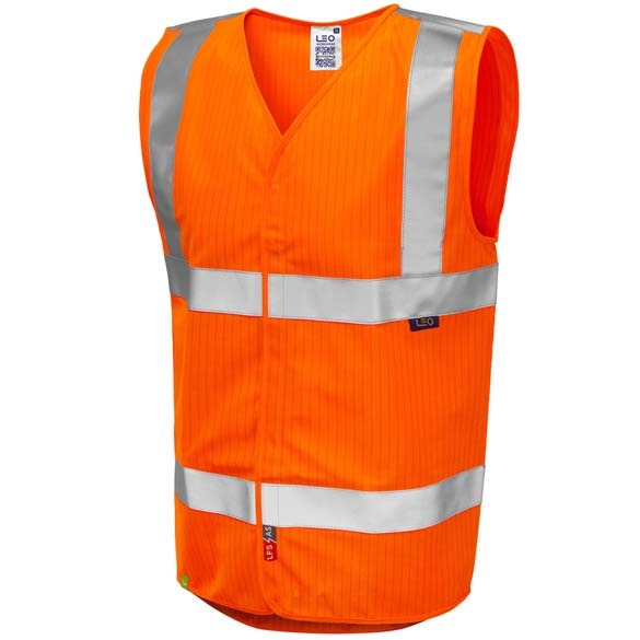 LEO WORKWEAR CLIFTON ISO 20471 Cl 2 LFS Waistcoat (EN 14116) EN 1149